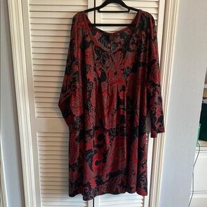 Aller Simplement Red and Black Floral Dress size 3x
